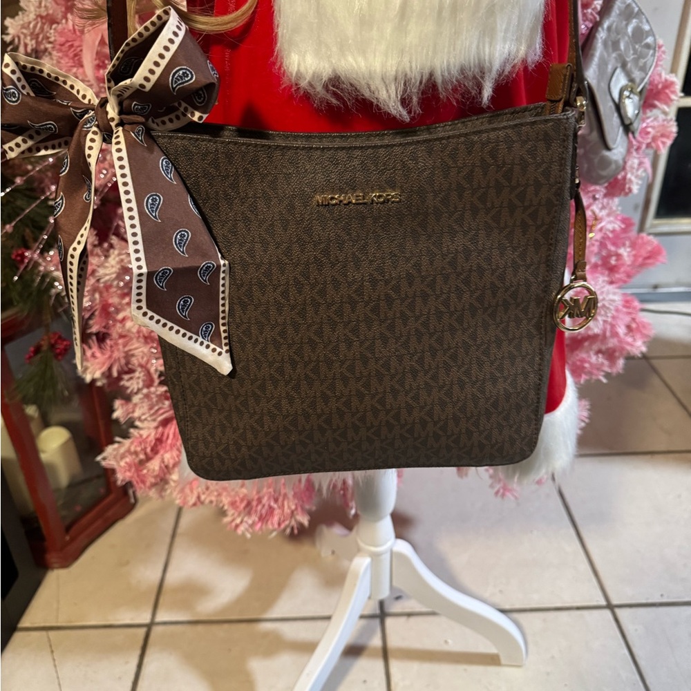 Michael Kors Brown Monogram Crossbody Bag